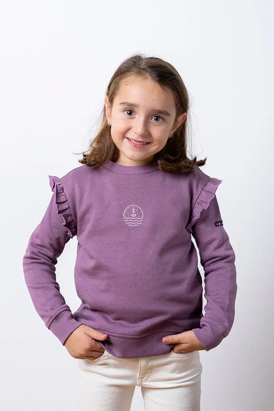 Batela Sudadera de niña en algodón terry Batela. Dibujo ancla y océano Outlet online