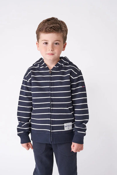 Batela Chaqueta o sudadera a rayas de niño con capucha fabricada en algodón Venta caliente