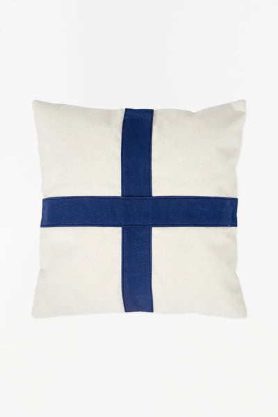 Batela Cojín bandera en forma de cruz blanco y azul. Decoración náutica Gran oferta