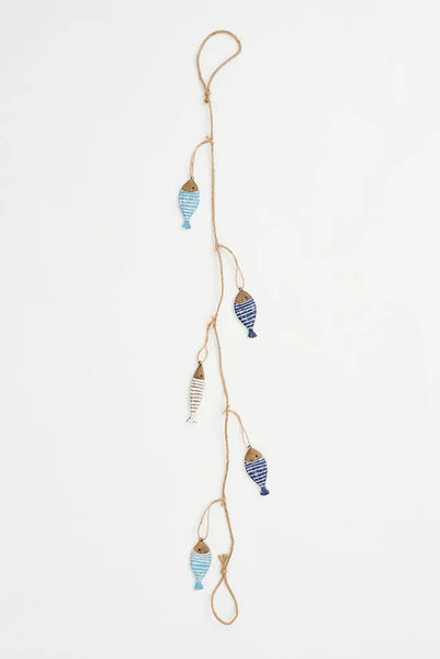 Batela Guirnalda de Peces a Rayas en Madera - Decoración Náutica Encantadora Rebajas
