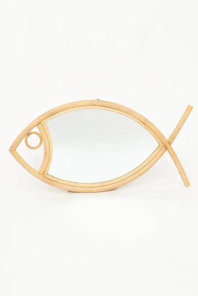 Batela Espejo de Ratán en Forma de Pez - Elegancia y Encanto para tu Hogar Solo queda un día