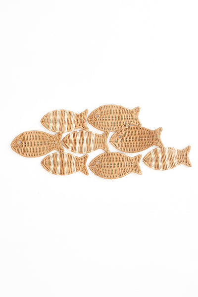 Batela Banco de Peces en Ratán para Pared - Arte Decorativo para tu Hogar