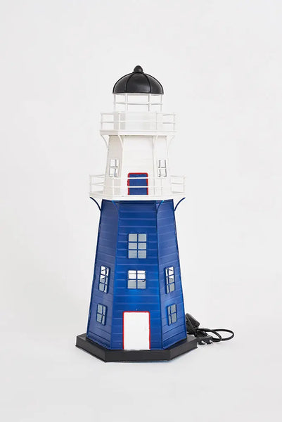 Batela Faro de Metal con LED de 59 cm en Azul y Blanco Tienda de fábrica