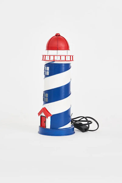 Batela Faro de Metal con LED de 32 cm a Rayas. Decoración e iluminación Grandes ahorros