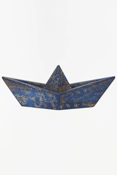Batela Barco de madera envejecida Azul