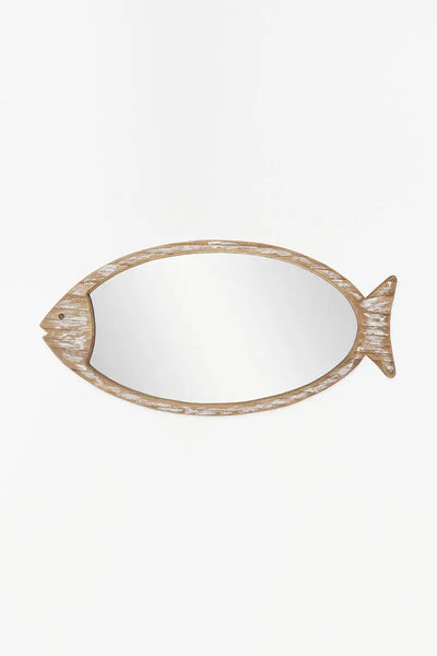 Batela Espejo de madera envejecida / pez