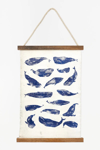 Batela Lámina para colgar con ballenas azules. Decoración náutica