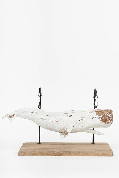 Batela Ballena grande decorativa con base de madera Precios de Black Friday