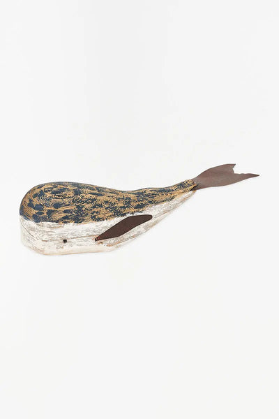 Batela Ballena de madera pintada en tonos azul marino y blanco