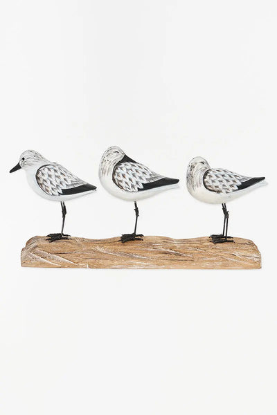 Batela Tres pájaros sobre base de madera envejecida. El regalo perfecto