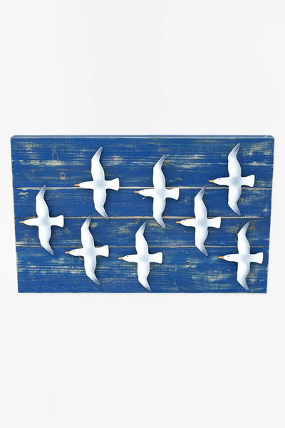 Batela Caja de madera con pájaros blancos. Decoración con estilo náutico Descuento