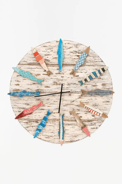 Batela Reloj de madera envejecida peces - D2026 - Batela Promoción trimestral