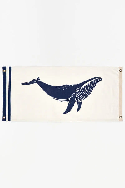 Batela Bandera en canvás con ballena azul