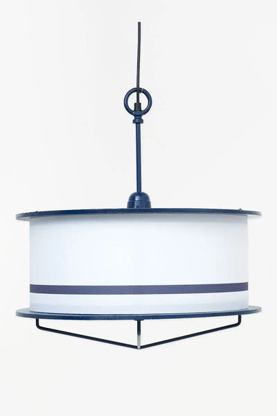 Batela Lámpara de metal techo blanca y azul. Decoración náutica