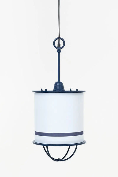 Batela Lámpara de metal techo. Raya azul. Decoración marinera