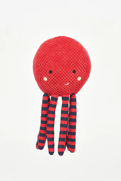 Batela Pulpo de Peluche Rojo a Rayas en Algodón: Amigo Cariñoso