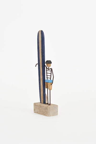 Batela Surfero de Madera y Metal Haciendo Longboard: Decoración Surfista
