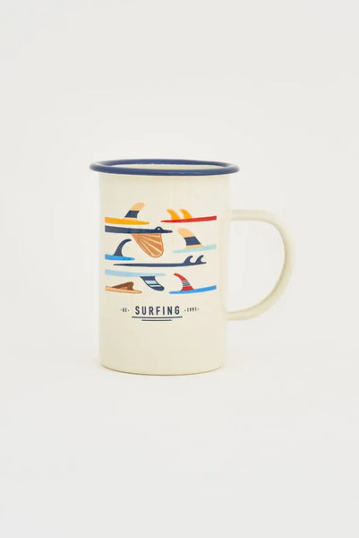 Batela Mug Grande de Metal Esmaltado con Diseño de Tablas de Surf