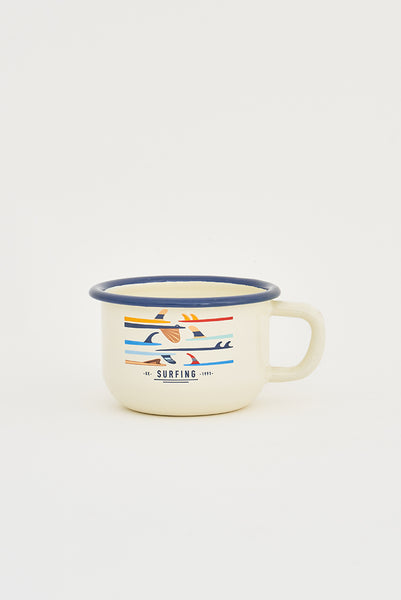 Batela Taza de Café con Diseño de Tablas de Surf en Metal Esmaltado
