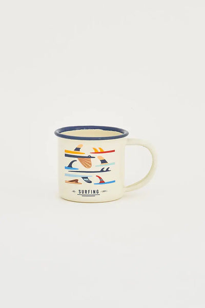 Batela Mini Mug de Metal Esmaltado con Diseño de Tablas de Surf