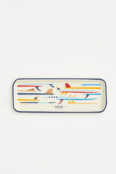 Batela Bandeja en Metal Esmaltado con Diseño de Tablas de Surf