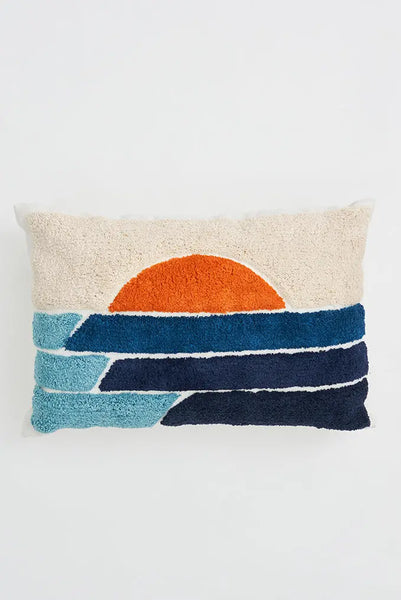 Batela Cojín de Puesta de Sol en Algodón Bordado: Decoración Náutica