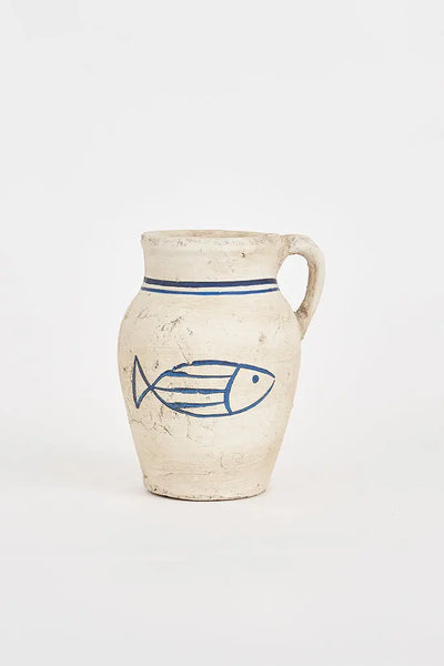 Batela Jarra con Pez Azul en Terracota - Estilo Náutico Vintage Devoluciones gratuitas
