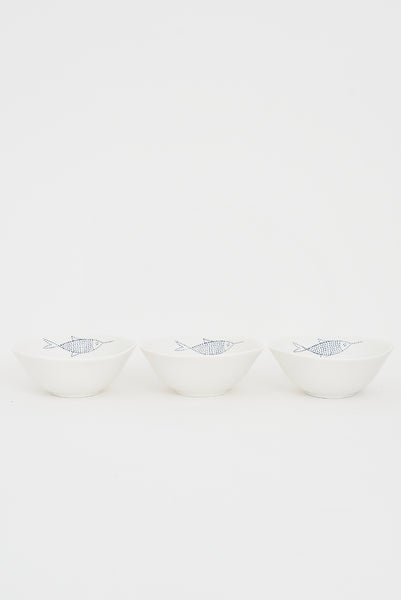 Batela Set de 3 Boles de Porcelana con Motivos de Peces - Estilo Náutico Venta caliente