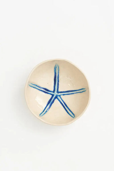 Batela Plato Grande de Cerámica con Estrella de Mar Azul - Estilo Marino