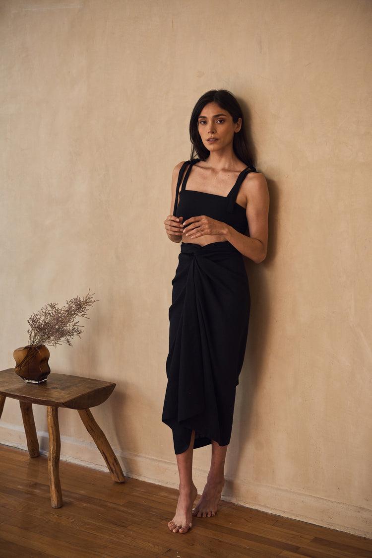 Camille Bali Black Wrap Pareo Rebajas