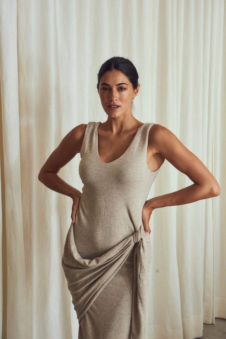 Camille Istanbul Taupe Knitted Dress Envío gratis