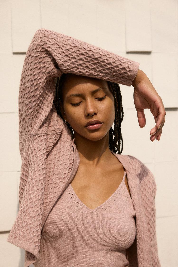 Camille Peru Rose Knitted Top Oferta especial de fábrica