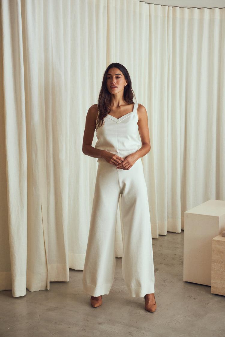 Camille Denver White Knitted Pants Últimos 2 días
