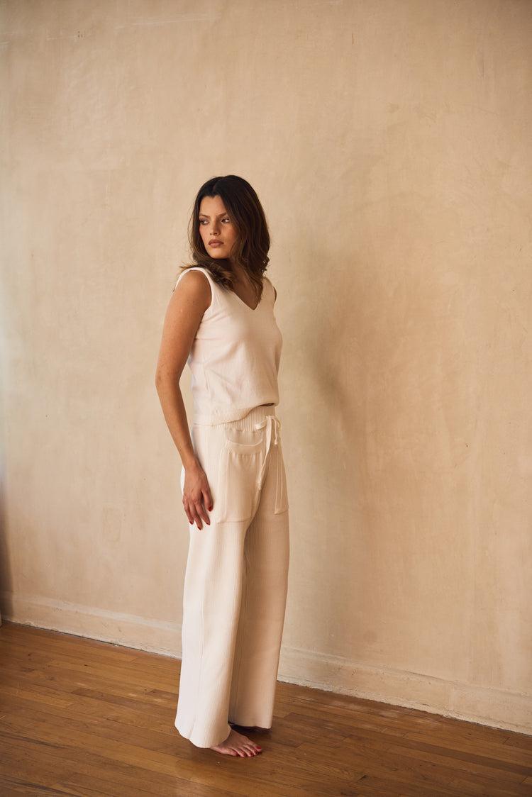 Camille Lisbon White Knitted Pants 2025