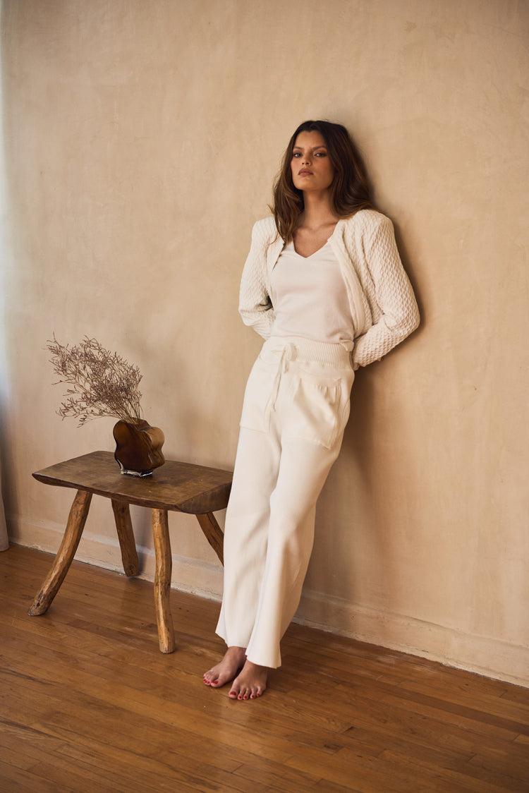 Camille Lisbon White Knitted Pants 2025