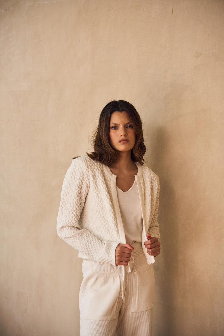 Camille London White Knitted Jacket Rebajas top