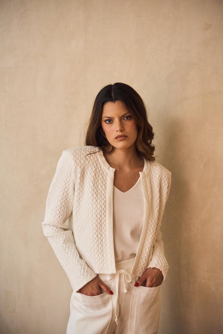 Camille London White Knitted Jacket Rebajas top