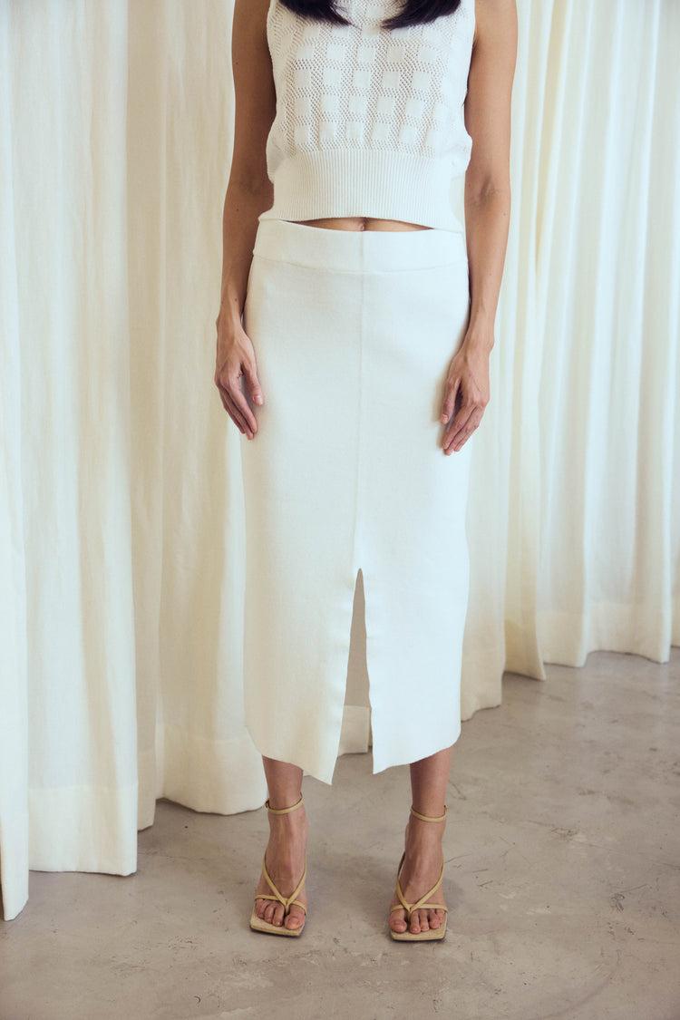 Camille Morocco White Knitted Skirt Oferta exclusiva