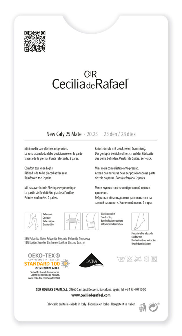 Cecilia de rafael New Caly 25 Mate – 25 Den – Calcetines antipresión – Sobre de 2 pares Rebajas baratas