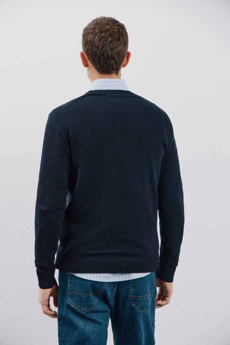Cortefiel Jersey algodón cuello pico básico En línea