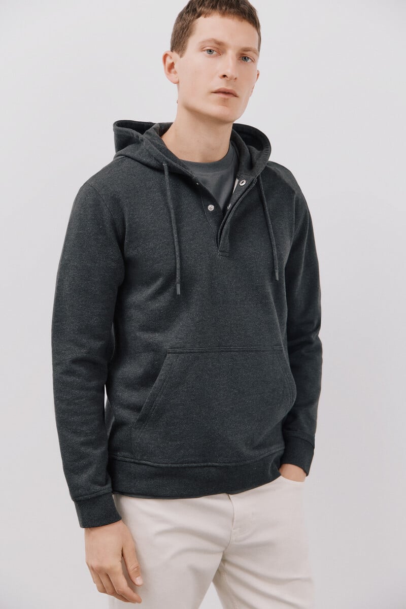 Cortefiel Sudadera capucha con botones Tienda