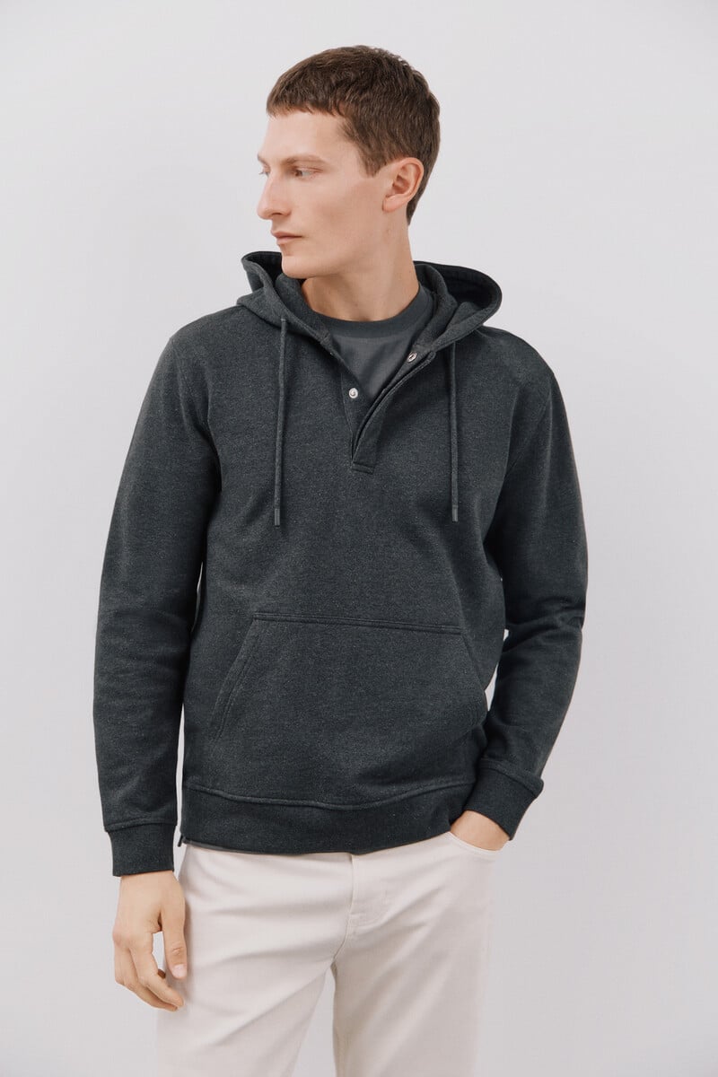 Cortefiel Sudadera capucha con botones Tienda