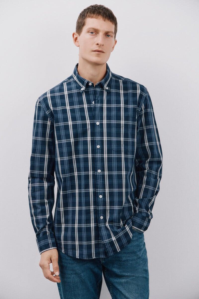 Cortefiel Camisa popelín cuadros Rebajas top