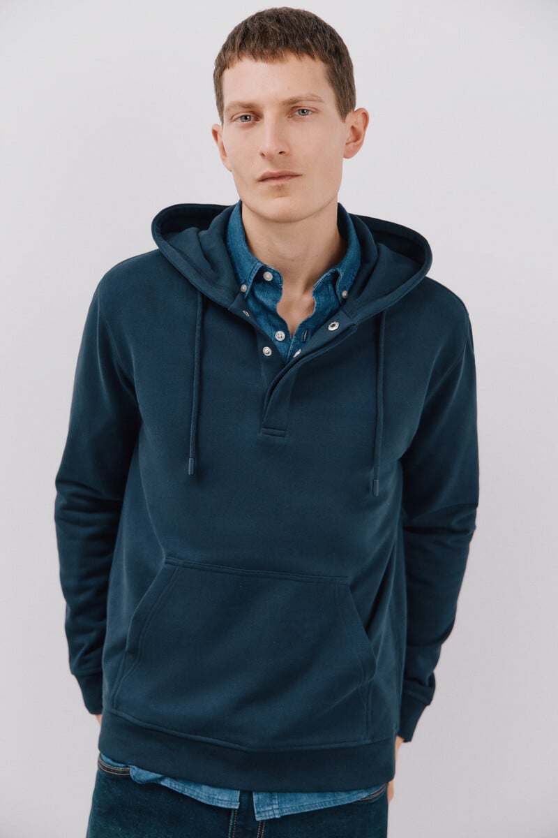 Cortefiel Sudadera capucha con botones Envío gratis
