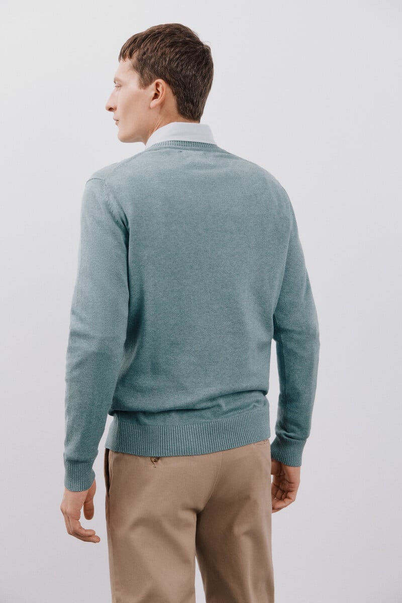 Cortefiel Jersey algodón cuello pico básico Promoción trimestral