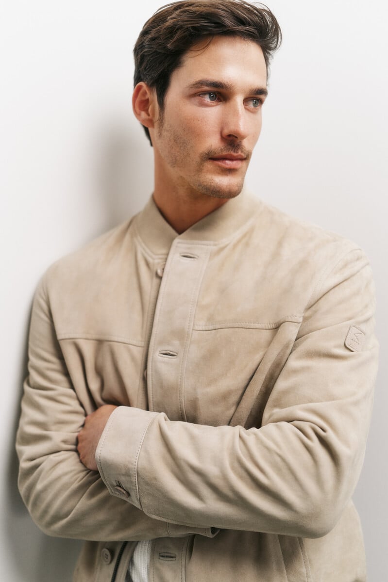 Cortefiel Cazadora bomber piel ante Oferta exclusiva