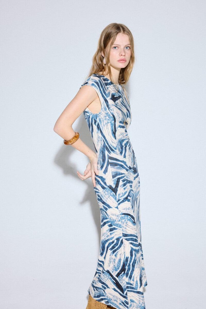 Cortefiel Vestido estampado drapeado Tienda