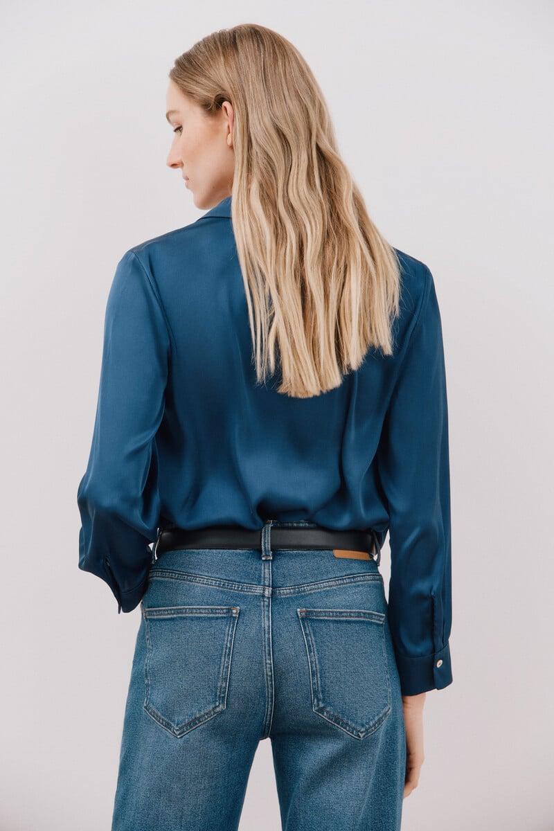 Cortefiel Blusa satinada manga larga Mejor oferta