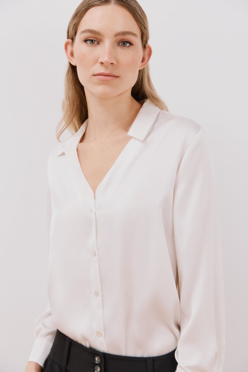 Cortefiel Blusa satinada manga larga Grandes descuentos