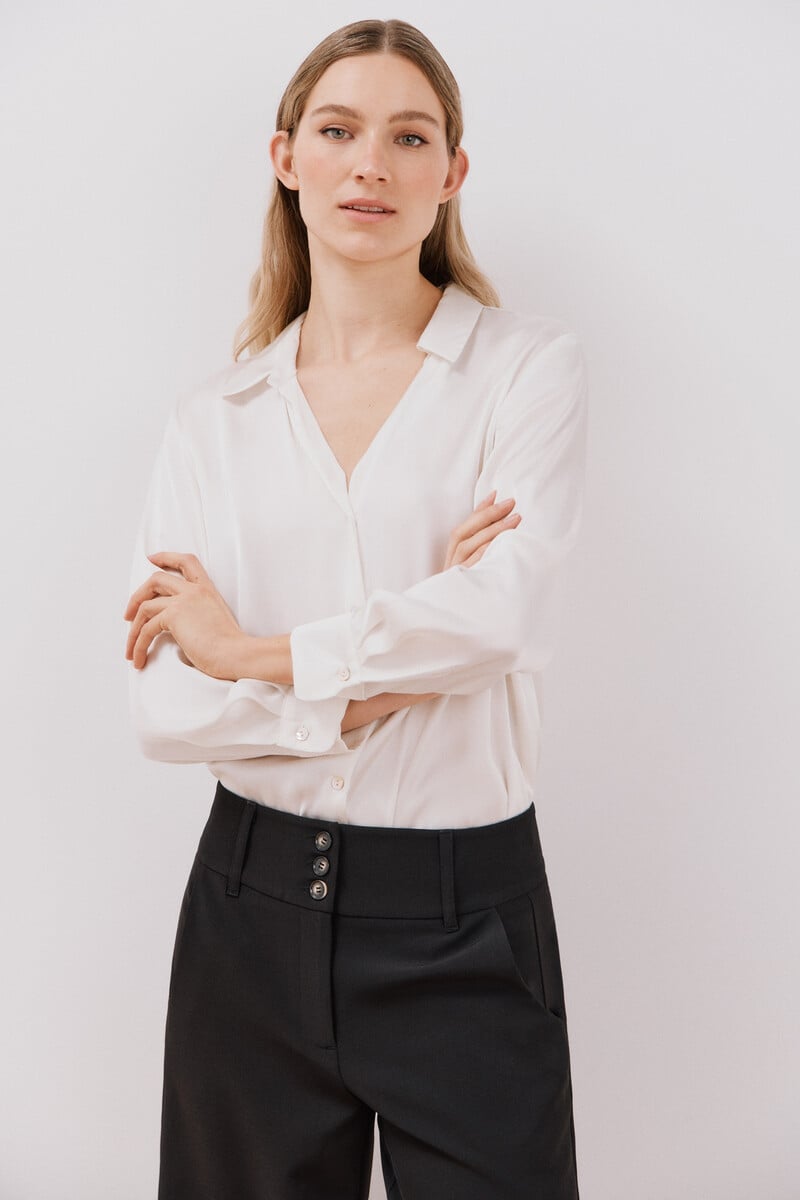 Cortefiel Blusa satinada manga larga Grandes descuentos